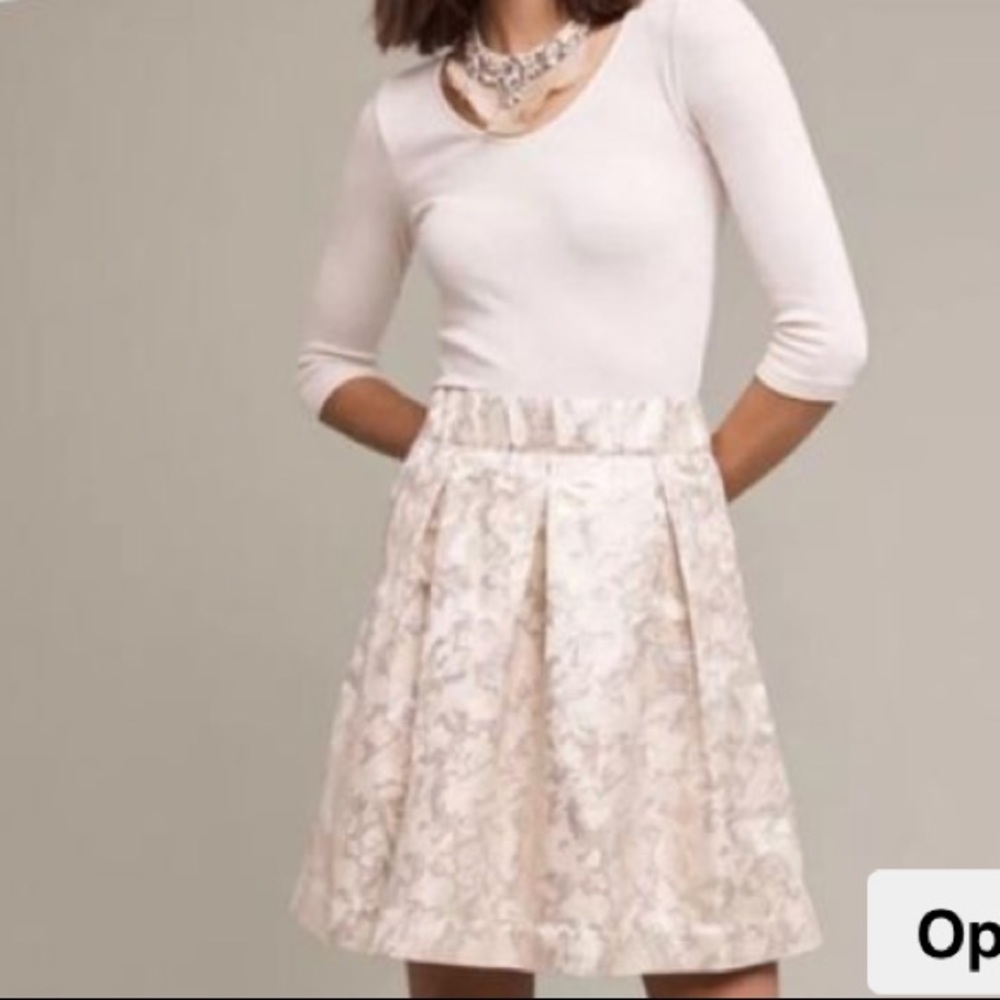 SALE New Anthropologie Sz S Gold Shimmer Circle Skirt